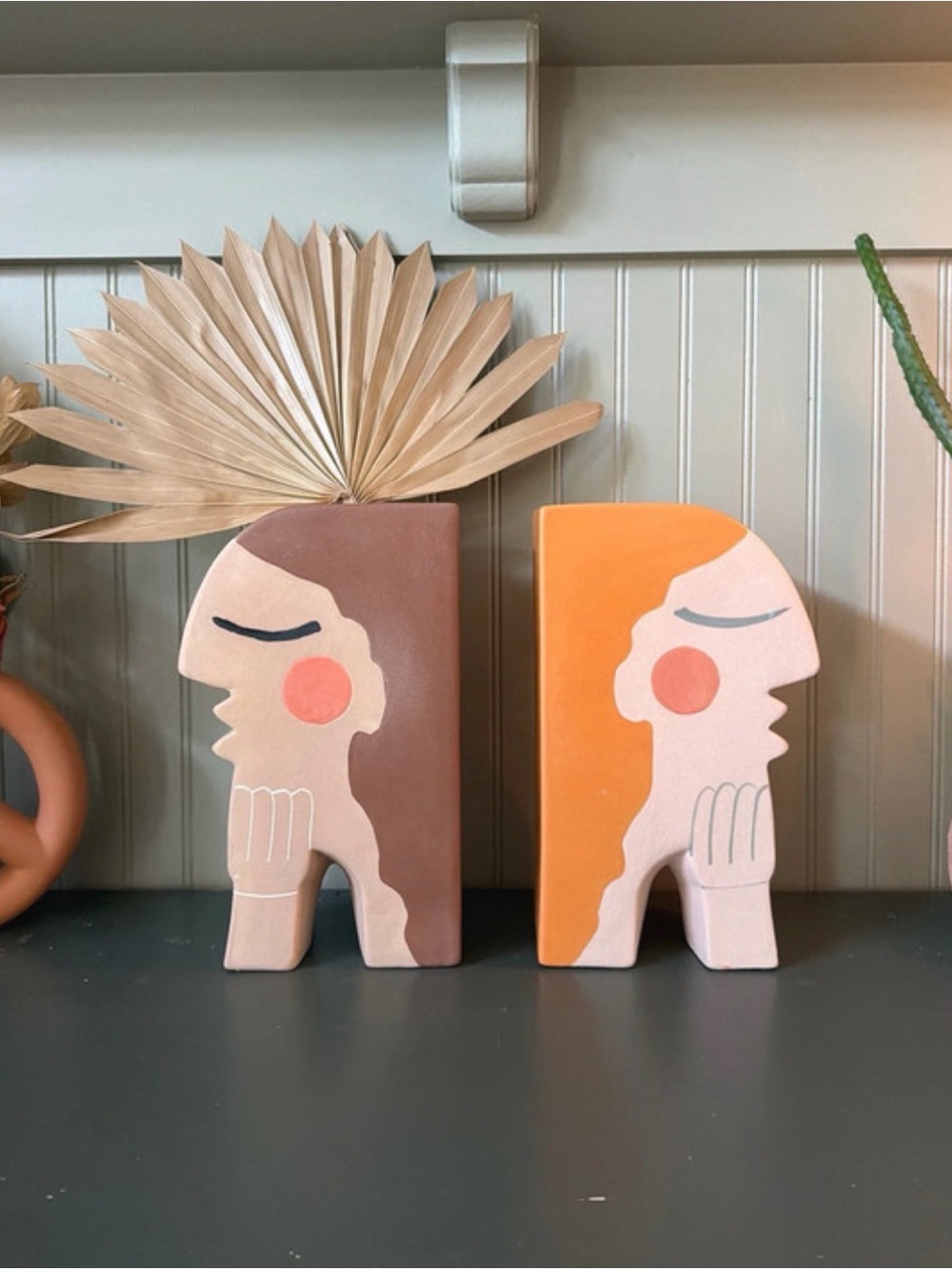 RARE Boho Mod Justina blakeney Jungalow face vase bookends